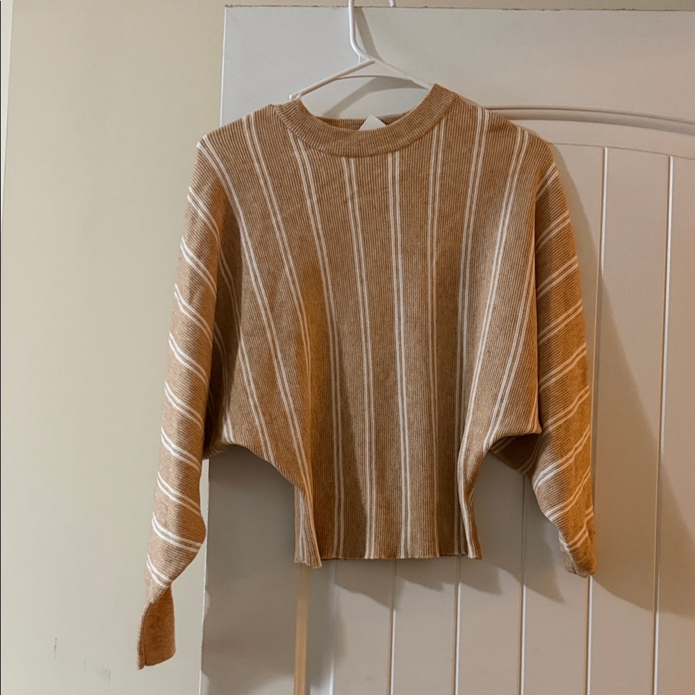 HYFVE Tan and White Striped Sweater